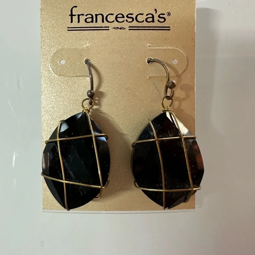 Francesca's Black and Gold Earrings